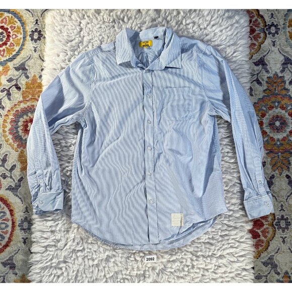 Five Four Other - Five Four Poggy Man Men's Shirt XL Blue White Striped Long Sleeve Button Up